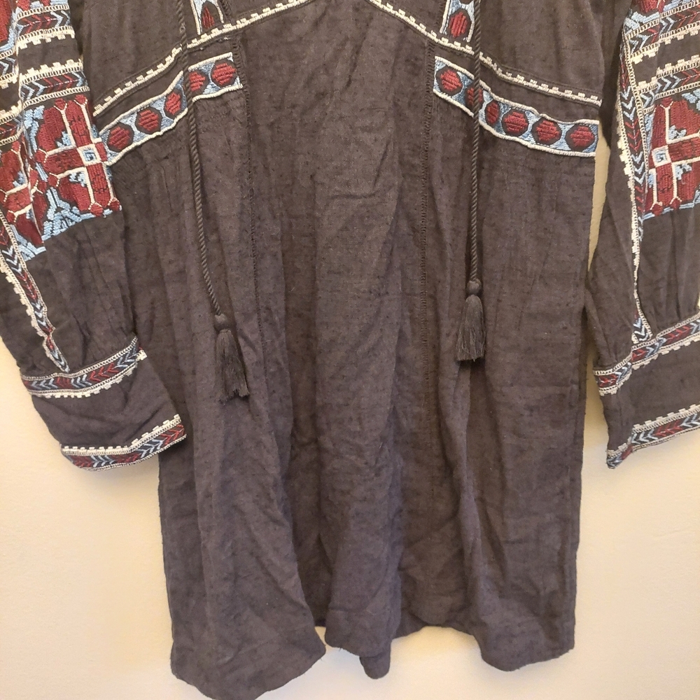 Free People Boho All My Life Navy Burgundy Embrorded Mini Dress. XS - Picture 5 of 15